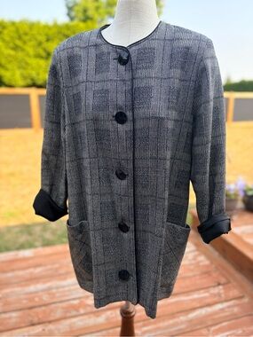 Vintage 80s Yves Venet Plaid Blazer/Jacket Made in Canada Tweed Minimalist